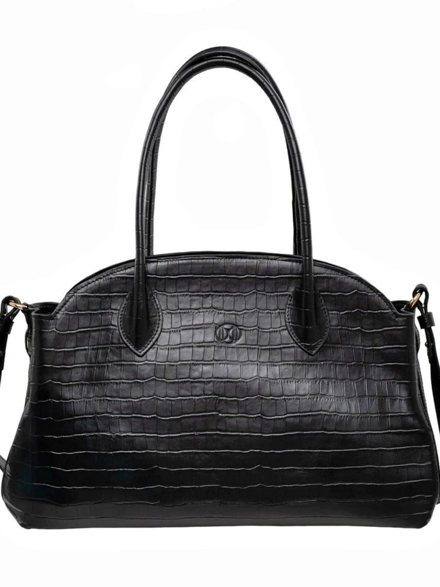 Dumo Black Crocodile Leather Bag